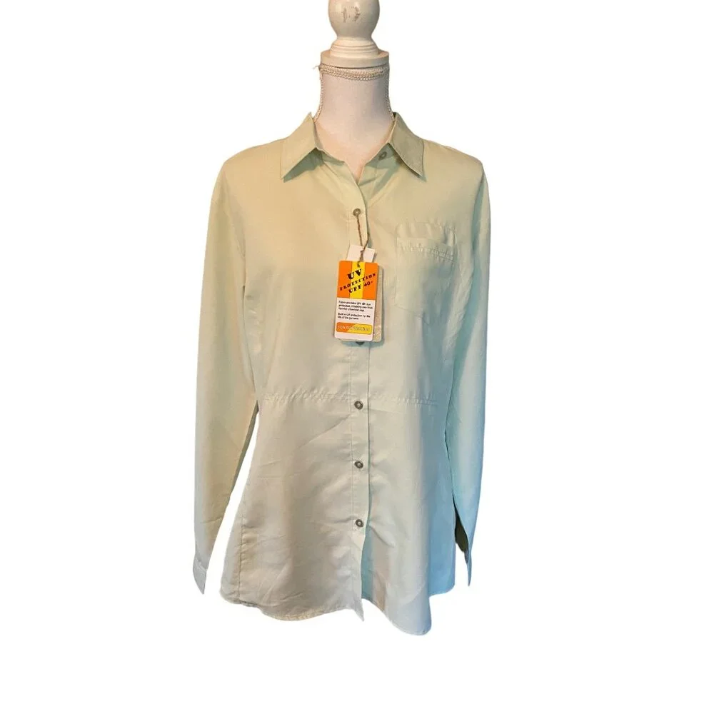 10,000 ft Above Sea Level Blouse Womens XL NEW Light Lime Green Outdoor Hiking - Picture 3 of 16
